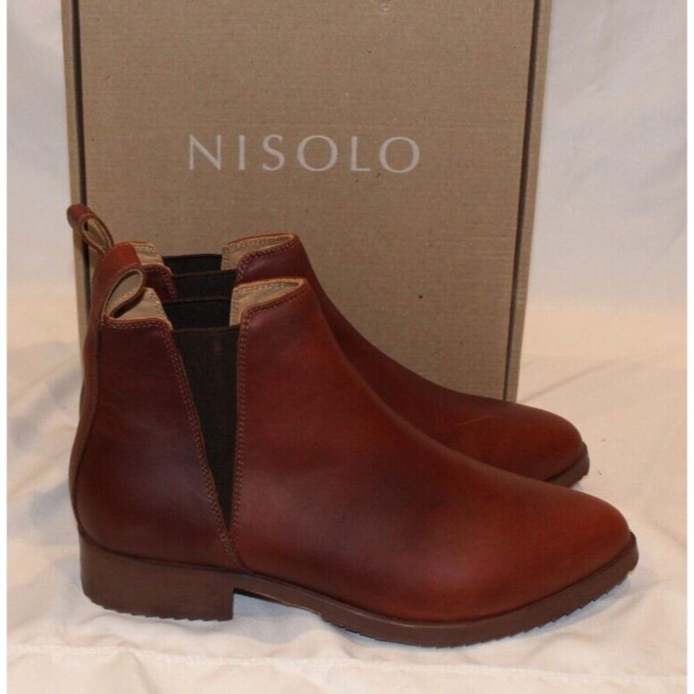 Nisolo Women's Eva Leather Everyday Chelsea Boot Auburn Size 7 NIB $228
